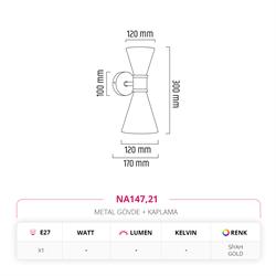 Nevo Çift Yönlü İç Mekan Aplik Siyah Gold NA147