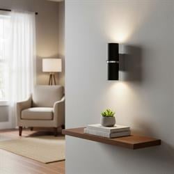 Nevo Çift Yönlü İç Mekan Aplik Siyah Krom NA101