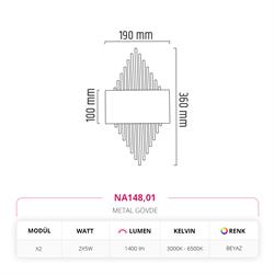 Nevo Çift Yönlü Ledli İç Mekan Aplik Beyaz NA148