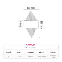 Nevo Çift Yönlü Ledli İç Mekan Aplik Ferforje NA148