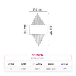 Nevo Çift Yönlü Ledli İç Mekan Aplik Siyah NA148