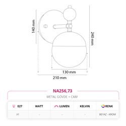 Nevo Dekoratif İç Mekan Aplik Beyaz Krom NA256