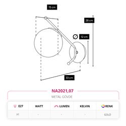 Nevo Dekoratif İç Mekan Aplik Gold NA2021