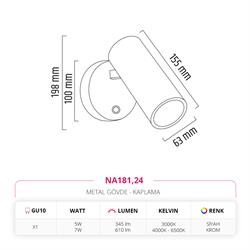 Nevo Dekoratif İç Mekan Aplik krom NA181