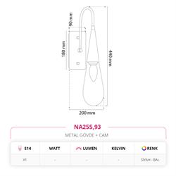 Nevo Dekoratif İç Mekan Aplik Siyah Bal NA255