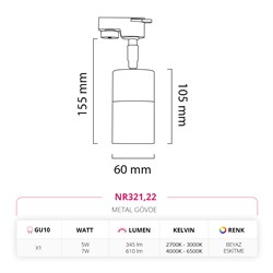 Nevo Dekoratif Ray Spot Beyaz Eskitme NR321