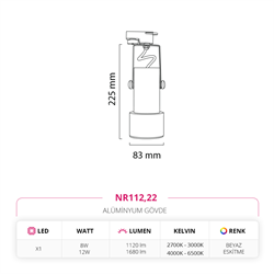 Nevo Dekoratif Ray Spot Beyaz Eskitme NR112