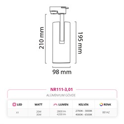 Nevo Dekoratif Ray Spot Beyaz NR111-3