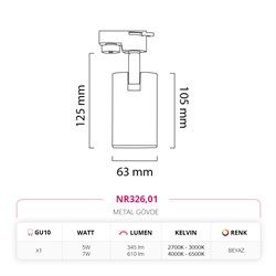 Nevo Dekoratif Ray Spot Beyaz NR326