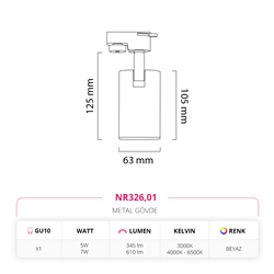 Nevo Dekoratif Ray Spot Beyaz NR326