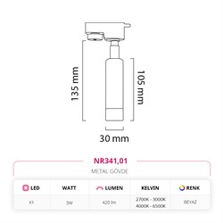 Nevo Dekoratif Ray Spot Beyaz NR341
