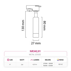 Nevo Dekoratif Ray Spot Beyaz NR342