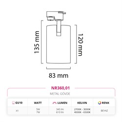 Nevo Dekoratif Ray Spot Beyaz NR360