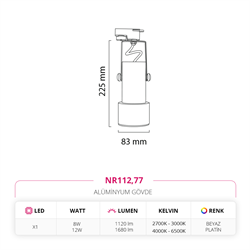 Nevo Dekoratif Ray Spot Beyaz Platin NR112