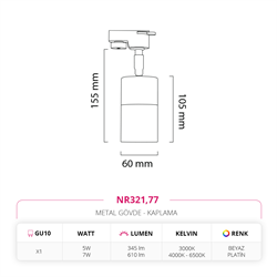 Nevo Dekoratif Ray Spot Beyaz Platin NR321