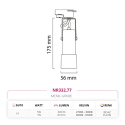 Nevo Dekoratif Ray Spot Beyaz Platin NR332