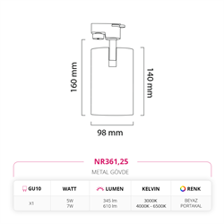 Nevo Dekoratif Ray Spot Beyaz Portakal NR361