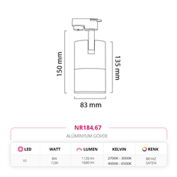 Nevo Dekoratif Ray Spot Beyaz Saten NR184