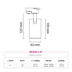Nevo Dekoratif Ray Spot Beyaz Saten NR326-1