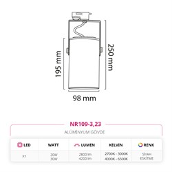 Nevo Dekoratif Ray Spot Eskitme Siyah NR109-3