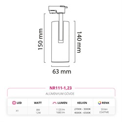 Nevo Dekoratif Ray Spot Eskitme Siyah NR111-1