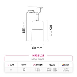 Nevo Dekoratif Ray Spot Eskitme Siyah NR321