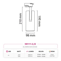 Nevo Dekoratif Ray Spot Eskitme Siyah NR111-3
