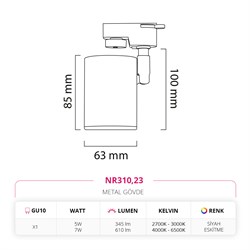 Nevo Dekoratif Ray Spot Eskitme Siyah NR310