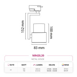 Nevo Dekoratif Ray Spot Siyah Bakır NR420