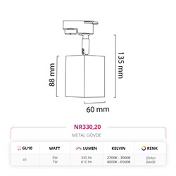 Nevo Dekoratif Ray Spot Siyah Bakır NR330