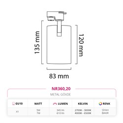 Nevo Dekoratif Ray Spot Siyah Bakır NR360