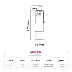 Nevo Dekoratif Ray Spot Siyah Bakır NR332
