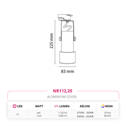 Nevo Dekoratif Ray Spot Siyah Bakır NR112