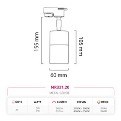 Nevo Dekoratif Ray Spot Siyah Bakır NR321