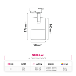 Nevo Dekoratif Ray Spot Siyah Beyaz NR183
