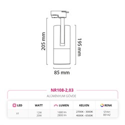 Nevo Dekoratif Ray Spot Siyah Beyaz NR108-2