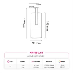 Nevo Dekoratif Ray Spot Siyah Beyaz NR108-3
