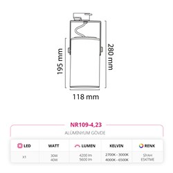 Nevo Dekoratif Ray Spot Siyah Eskitme NR109-4