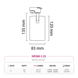 Nevo Dekoratif Ray Spot Siyah Eskitme NR360-1