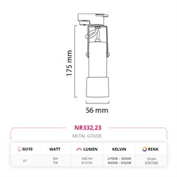 Nevo Dekoratif Ray Spot Siyah Eskitme NR332