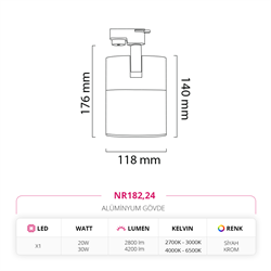 Nevo Dekoratif Ray Spot Siyah Krom NR182