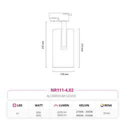 Nevo Dekoratif Ray Spot Siyah NR111-4