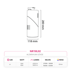 Nevo Dekoratif Ray Spot Siyah NR150