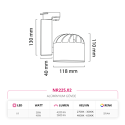 Nevo Dekoratif Ray Spot Siyah NR225