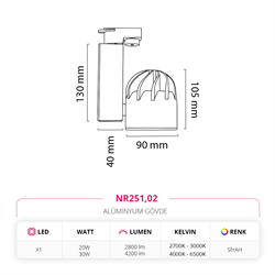 Nevo Dekoratif Ray Spot Siyah NR251