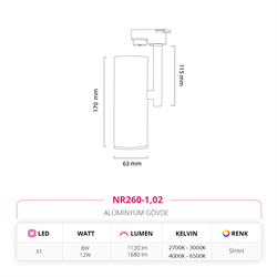 Nevo Dekoratif Ray Spot Siyah NR260-1