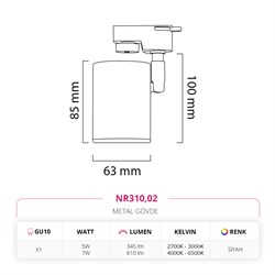Nevo Dekoratif Ray Spot Siyah NR310