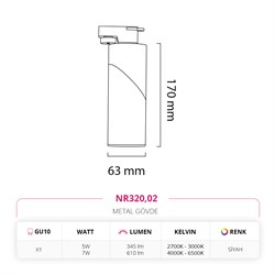 Nevo Dekoratif Ray Spot Siyah NR320
