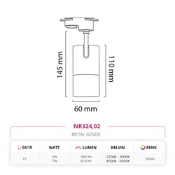 Nevo Dekoratif Ray Spot Siyah NR324