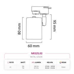 Nevo Dekoratif Ray Spot Siyah NR325